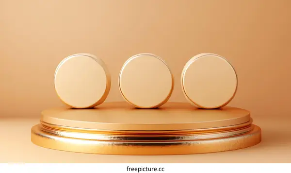 Gold Geometric Display Stand with Three Circles