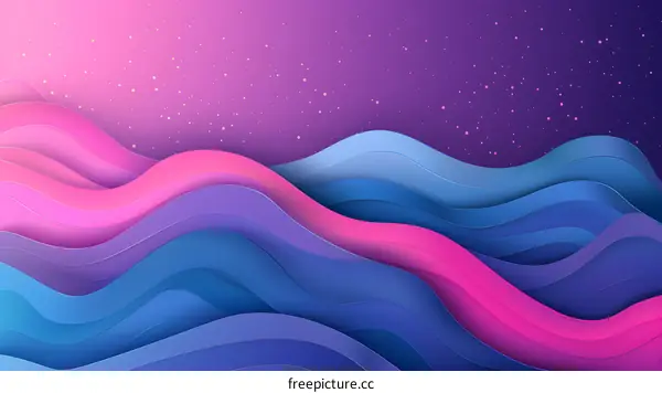Abstract Paper Cut Style Background With Wavy Lines