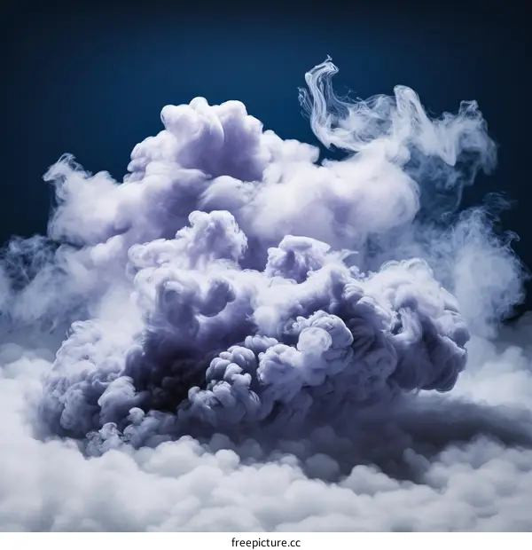Purple smoke cloud on a dark blue background