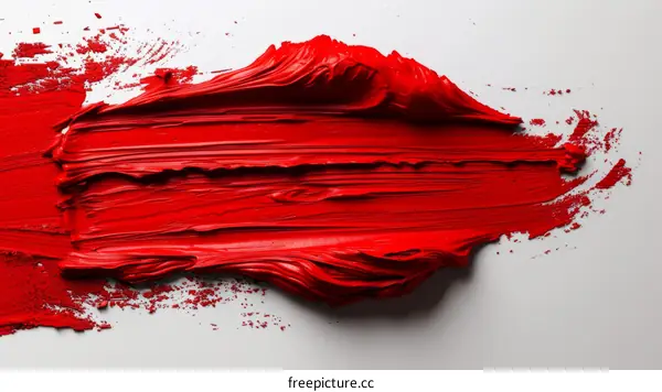Red Oil Paint Swirl On White Background