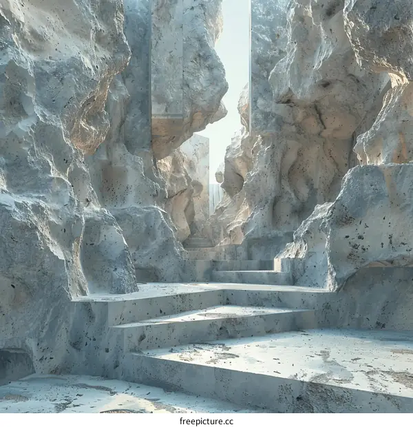 A Flight of Stairs Carved into a Mountain