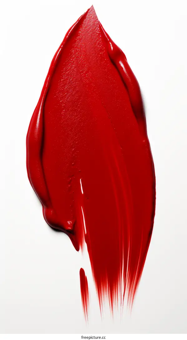 Red smear of lipstick on white background