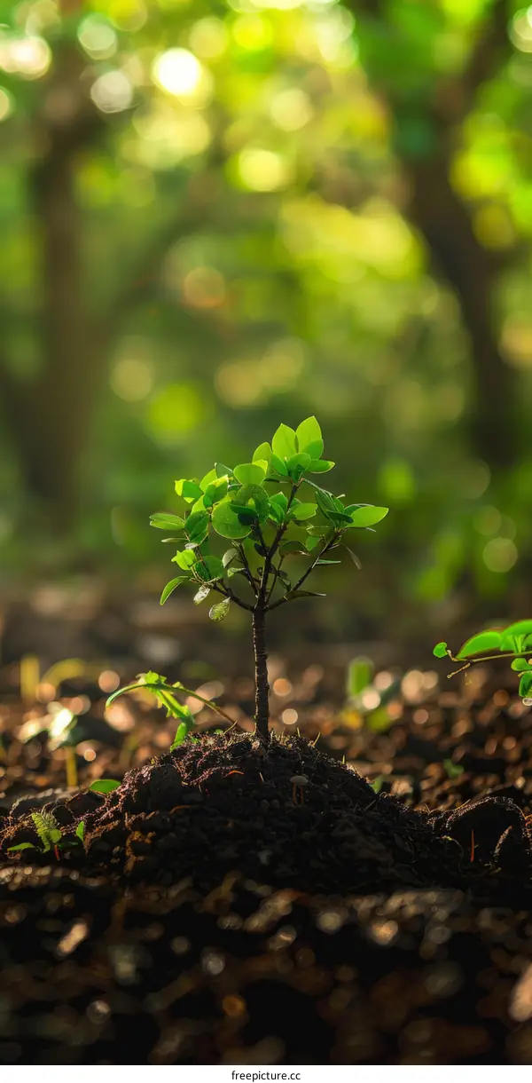Sapling Growing in a Forest