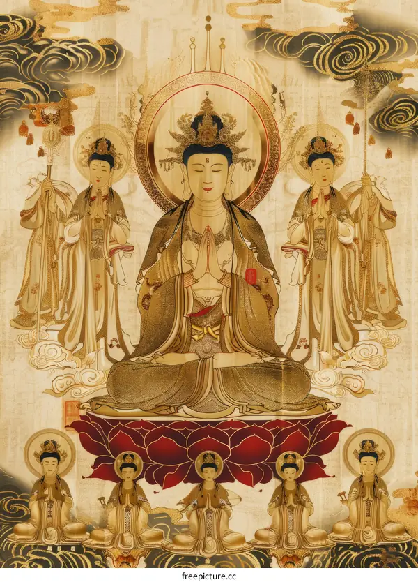 Avalokiteshvara with Eighteen Disciples