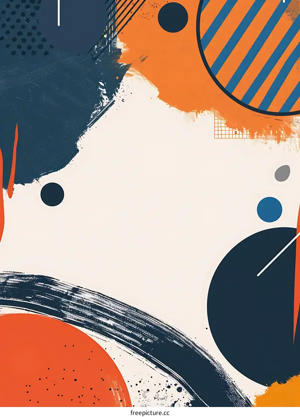 Abstract Background with Orange and Blue Geometric Shapes