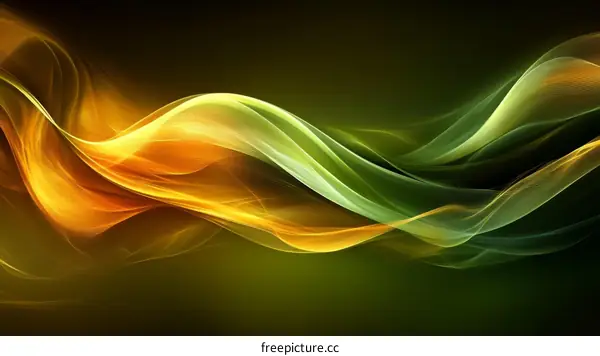 Abstract Wave Design with Green and Orange Colors
