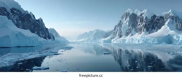 Majestic Antarctic Ice Landscape Reflecting Sky