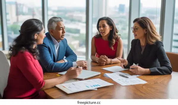 Multiethnic business people meeting around table