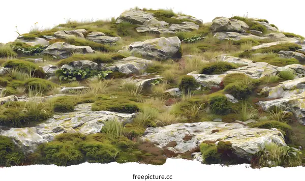 Rocky Ground with Lush Green Grass