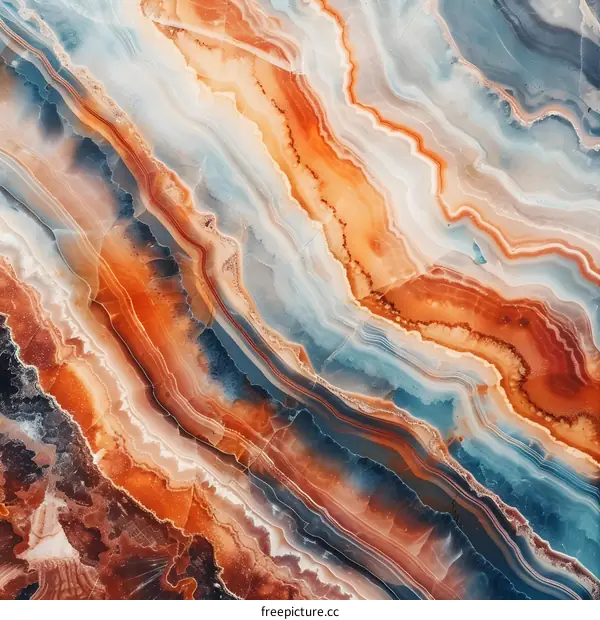Abstract Blue and Orange Agate Stone Background