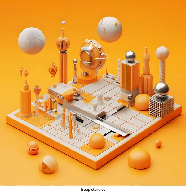 Abstract Orange and White Geometric Shapes Illustration