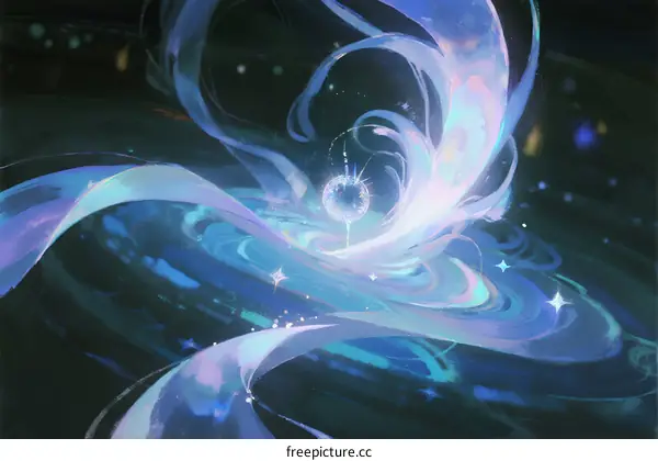 A Swirling Nebula of Flowing Light and Colorful Vortex