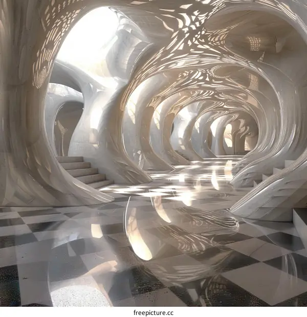 Futuristic Luxury Hotel Lobby Interior