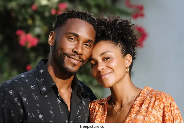 Affectionate Couple Portrait Outdoors