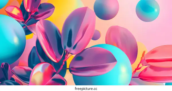 Abstract 3D Colorful Leaves Background