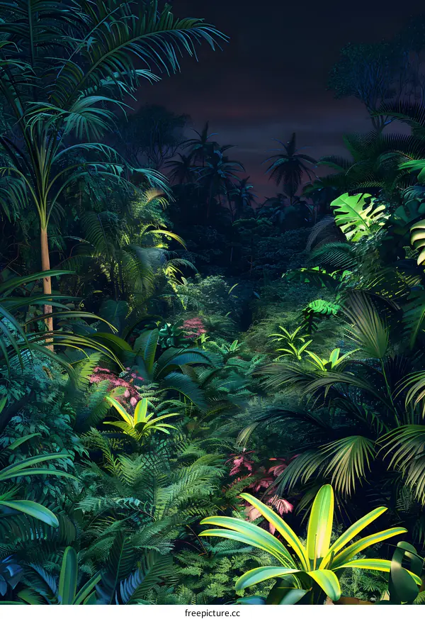 Tropical Rainforest Night Scene