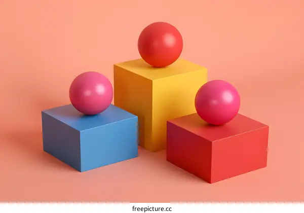 Colorful 3D Abstract Geometric Shapes Render