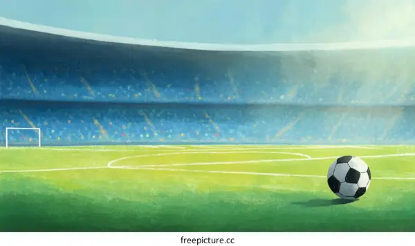 Empty Soccer Stadium Illustration with Ball