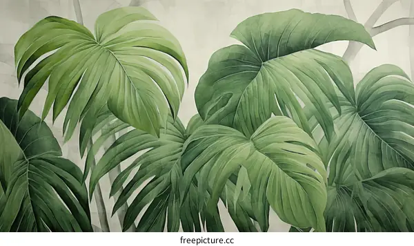 Green leaves of a tropical plant