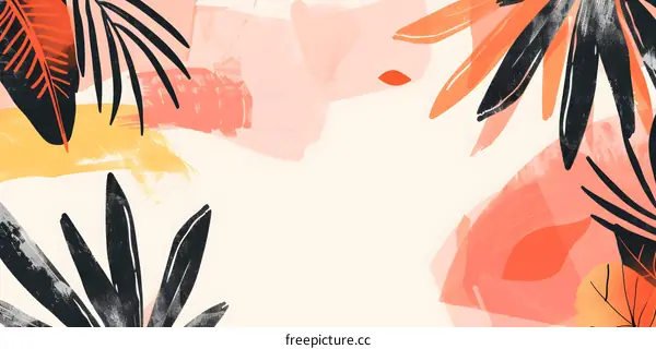 Tropical Leaves Abstract Watercolor Painting