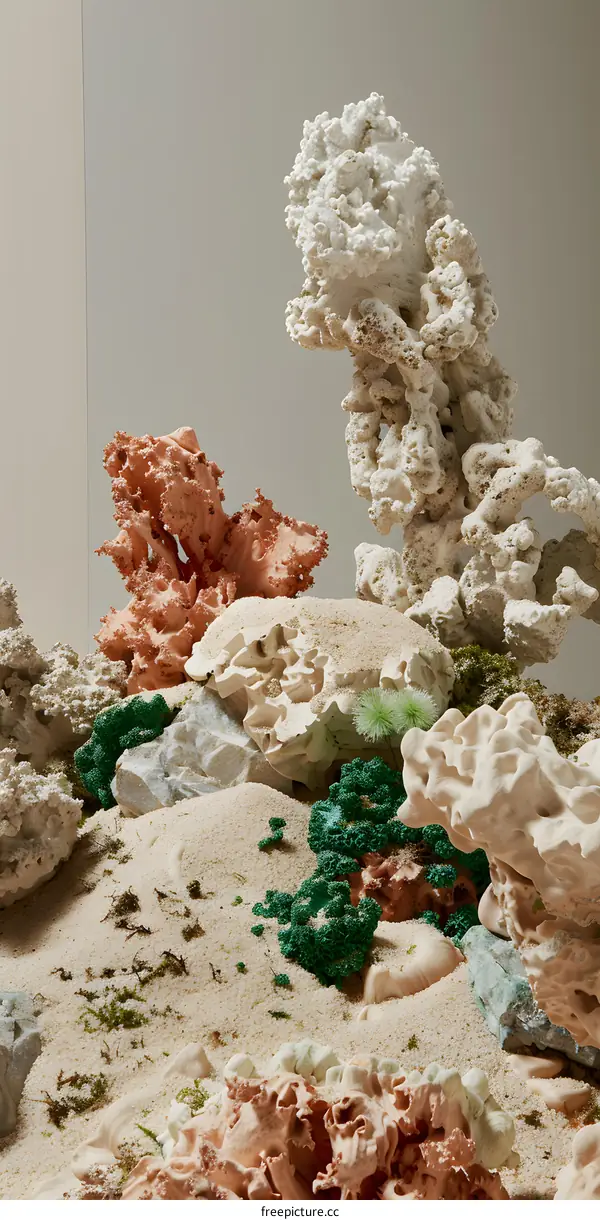 Abstract Coral Reef Composition with Sandy Background