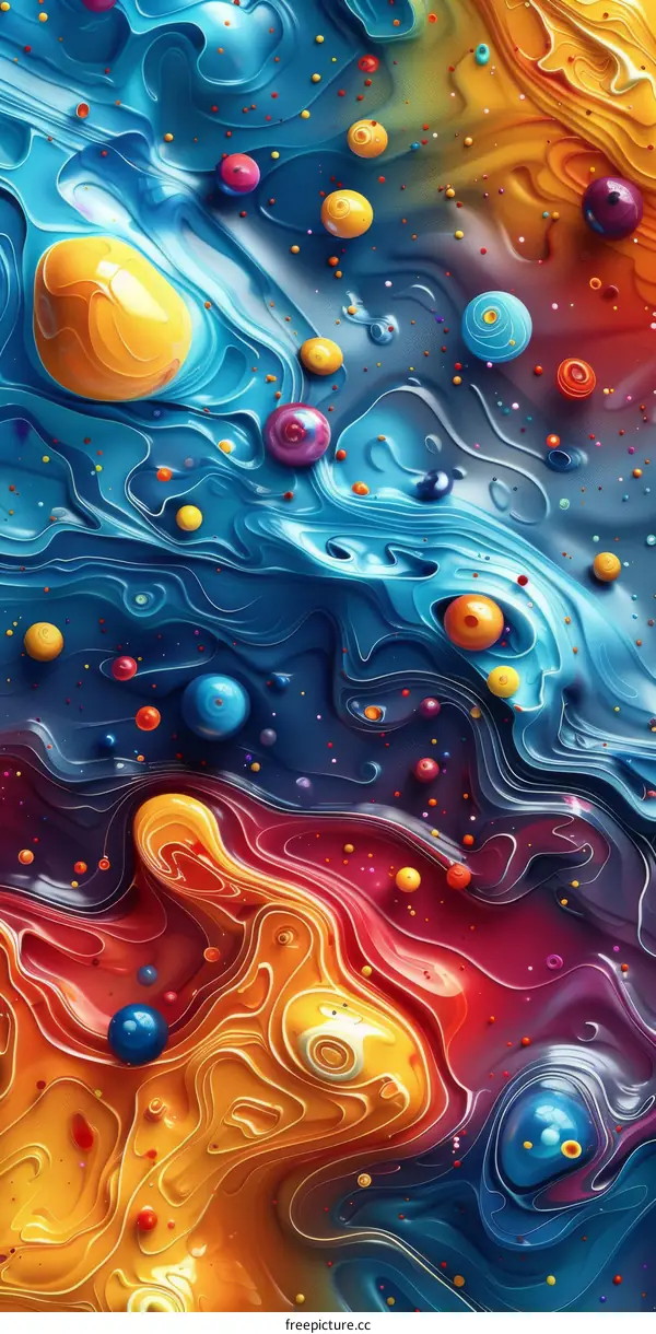 Colorful Liquid with Swirling Motion