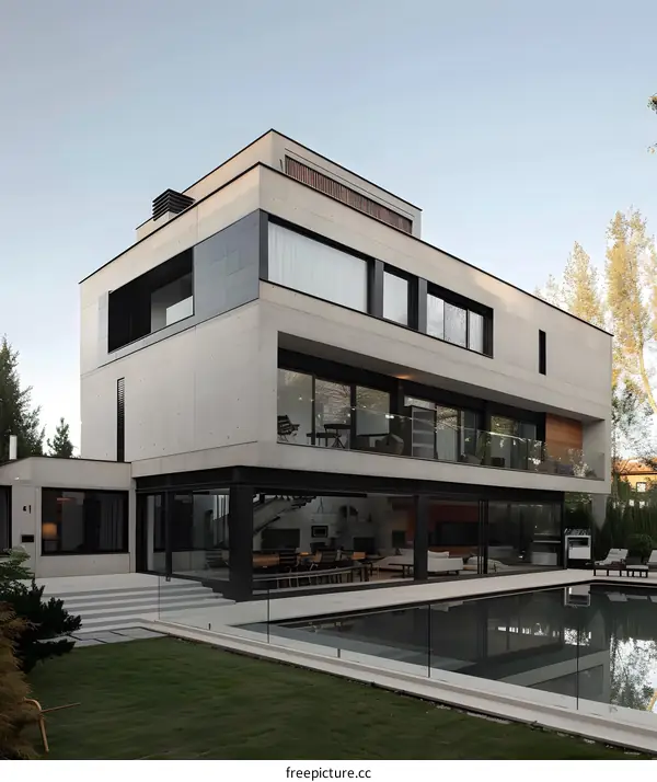 Modern Concrete House with Swimming Pool