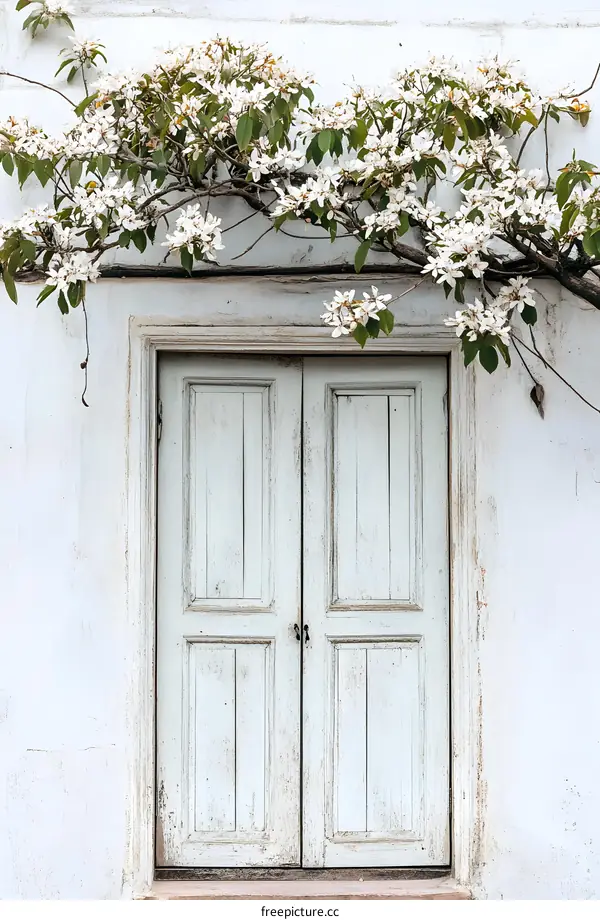 White Door with Flower Vines