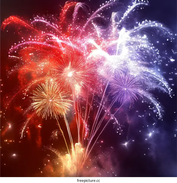 Colorful Fireworks Display in the Night Sky