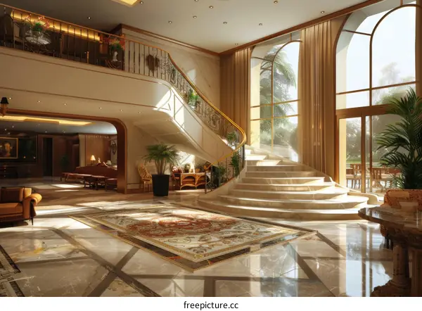Luxury Grand Mansion Entrance Hall Illustraton