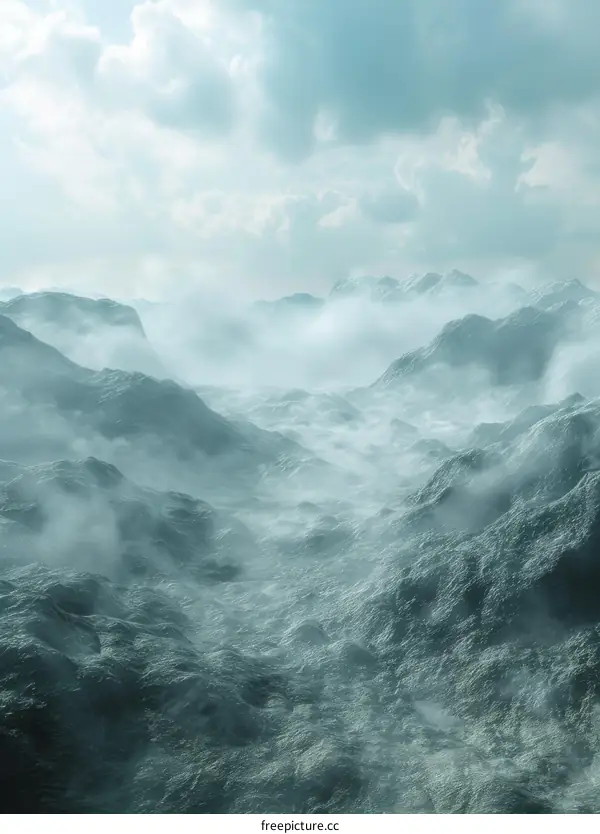 Misty Mountain Landscape Illustration