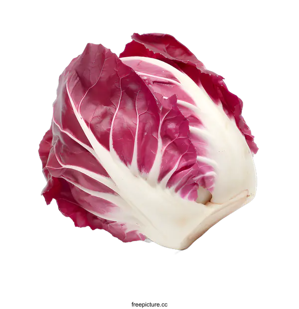 [Transparent Background PNG]Fresh Red Radicchio Lettuce Isolated on White Background