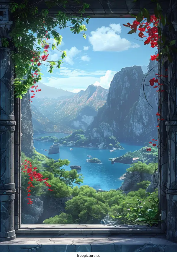 Fantasy Landscape: A Majestic Mountain Lake