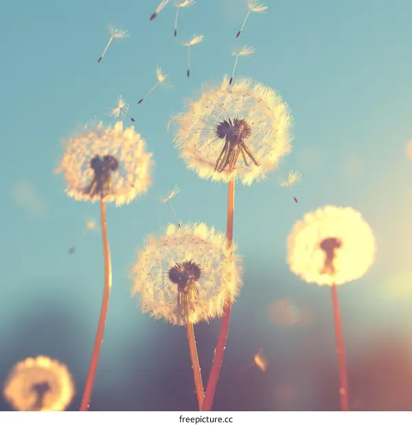 Dandelion Seeds Blowing in the Wind: A Close-Up Macro Photography