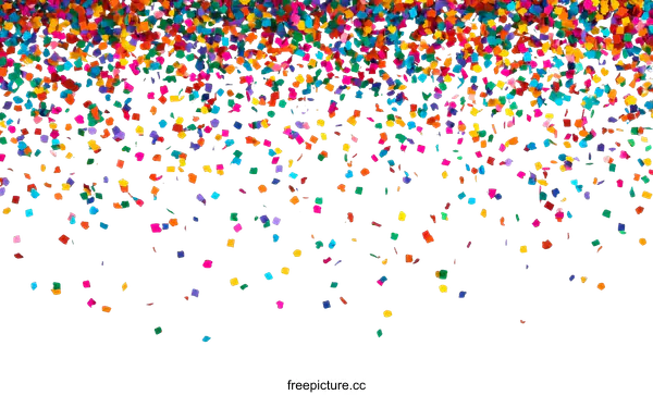 [Transparent Background PNG]Colorful Confetti Falling on White Background