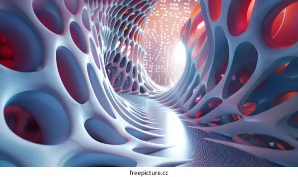 Organic Tunnel of Blue and Red Light