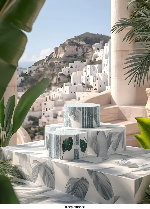 Tropical Leaf Pattern Product Display Stand