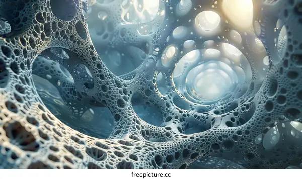 Abstract Organic Structure in Blue and White