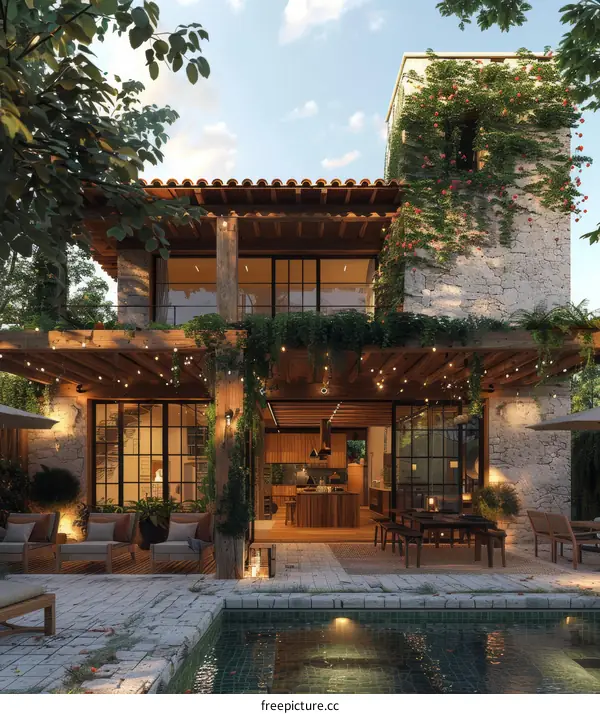 Modern Mexican-style Mansion with Pool and Patio