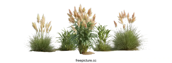 [Transparent Background PNG]Group of Decorative Grasses Isolated on White Background