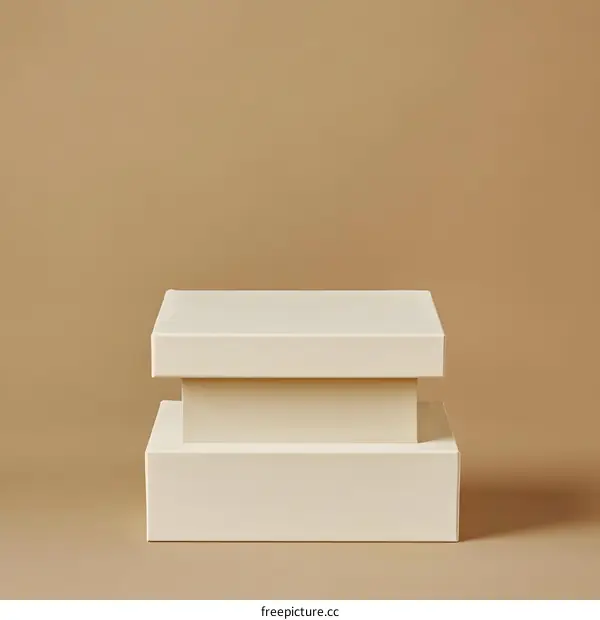 Two Stacked White Boxes on a Brown Background