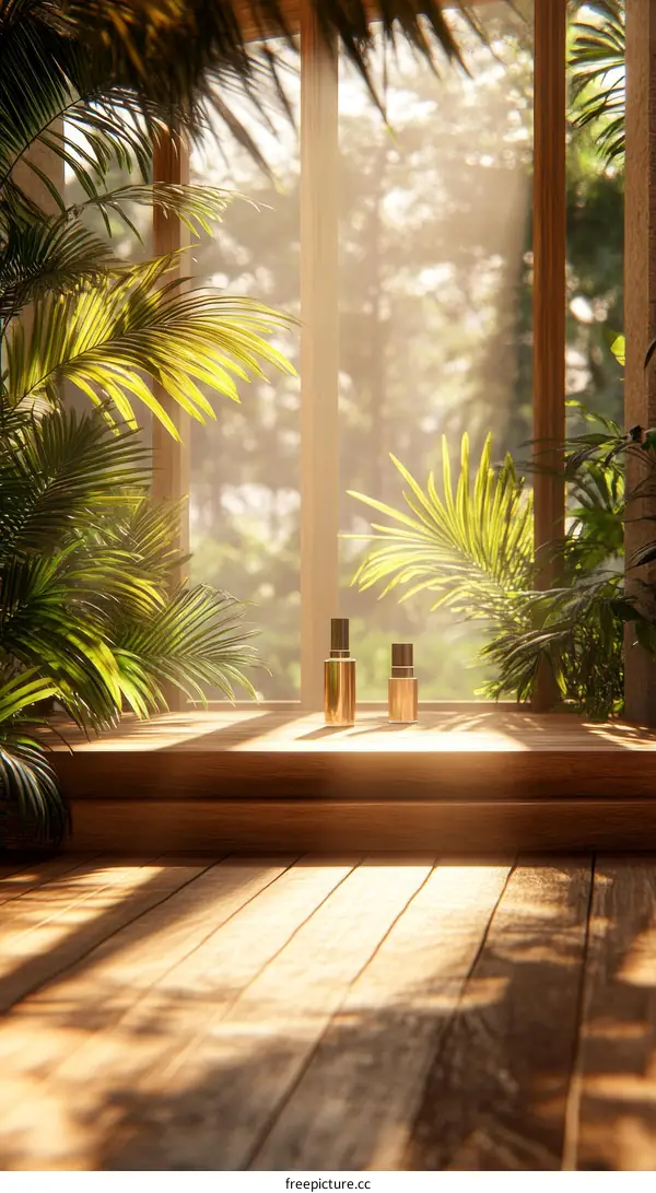 Tropical Sunlight Display for Beauty Products