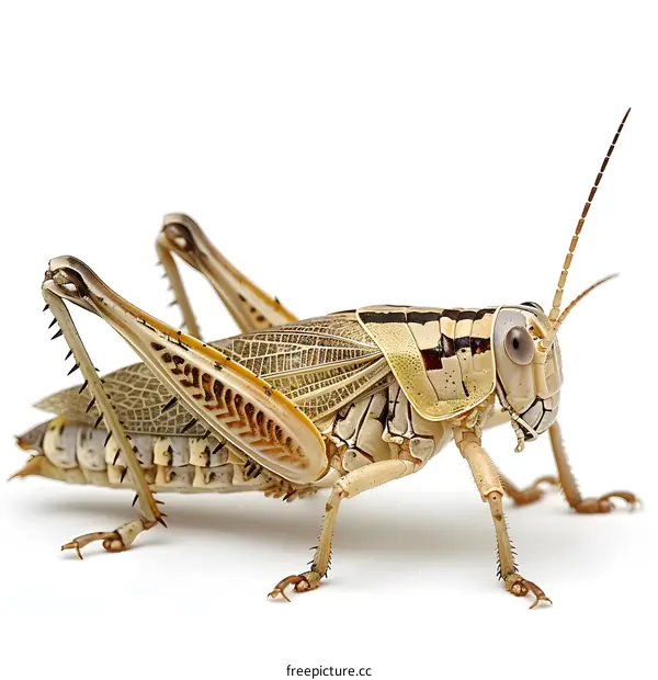 Close-up of a Grasshopper on White Background