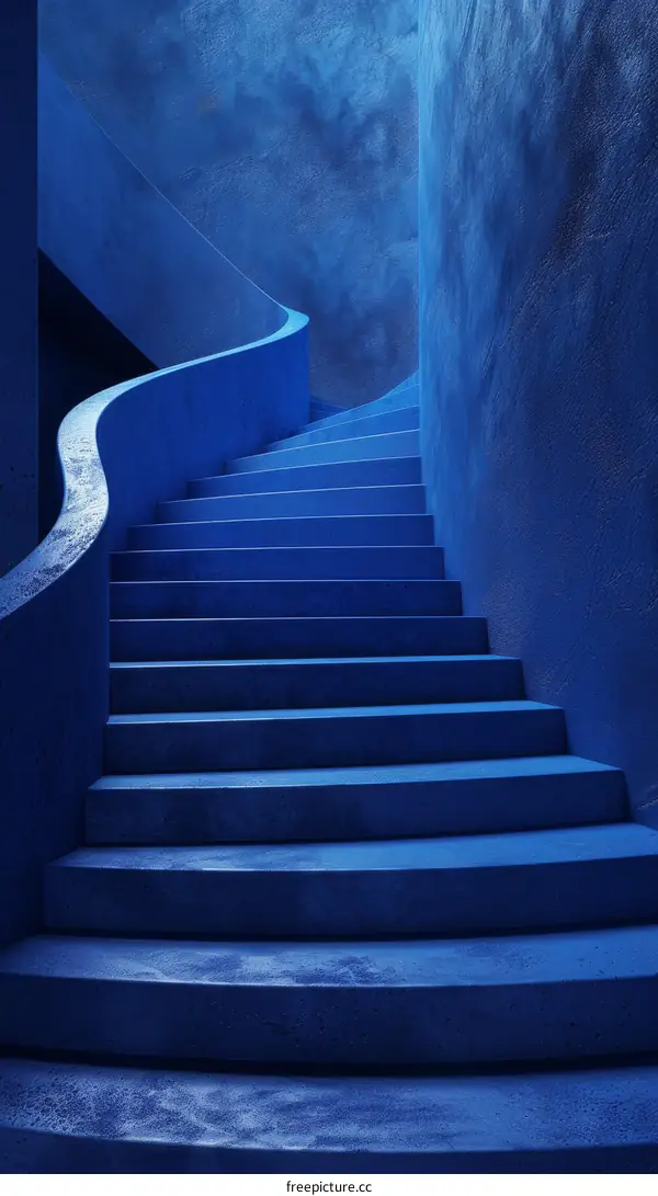 Modern Abstract Staircase in Deep Blue