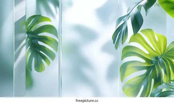 Tropical Leaves Through Frosted Glass