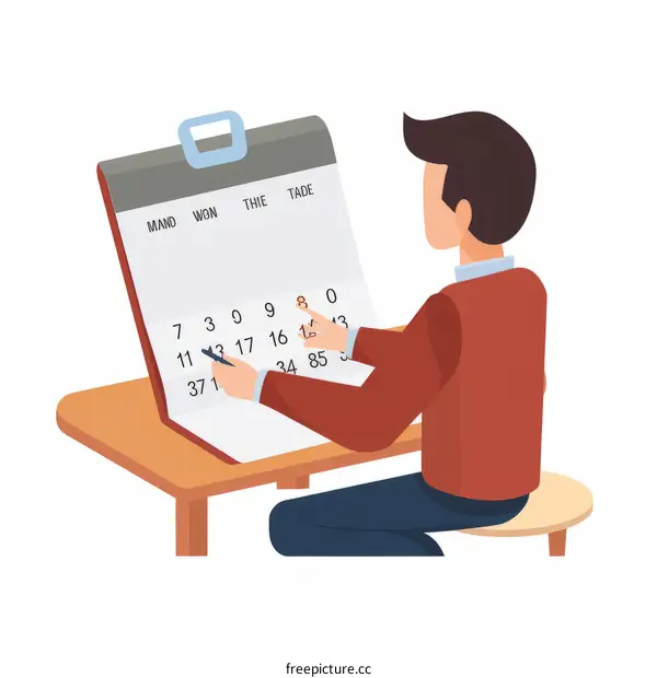 man at desk planning schedule