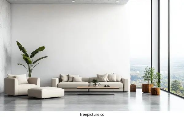 Modern Minimalist Living Room with Panoramic View