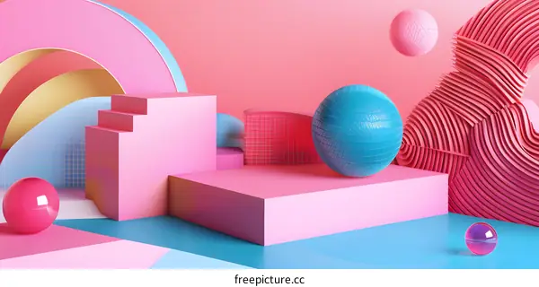 Abstract 3D Rendered Background with Geometric Shapes