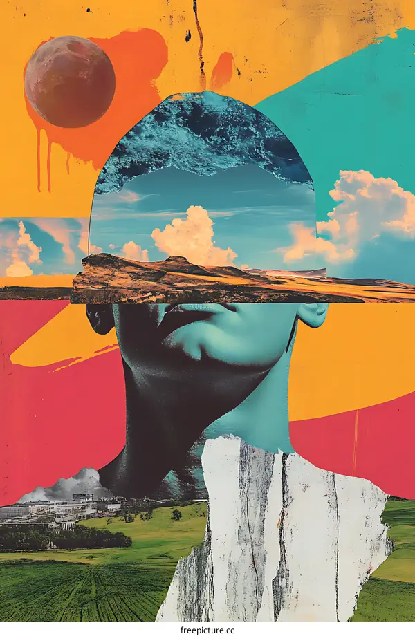 Abstract Collage with Landscape and Portrait