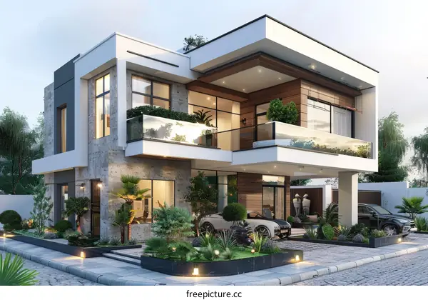 Eco-Friendly Modern Homes Surrounded by Verdant Landscape